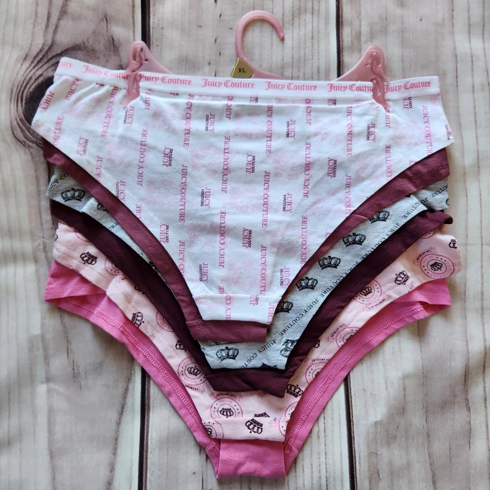 NWT Juicy Couture Underwear Set Cotton Brief 6 Pack Red Pink, Women's Size XL